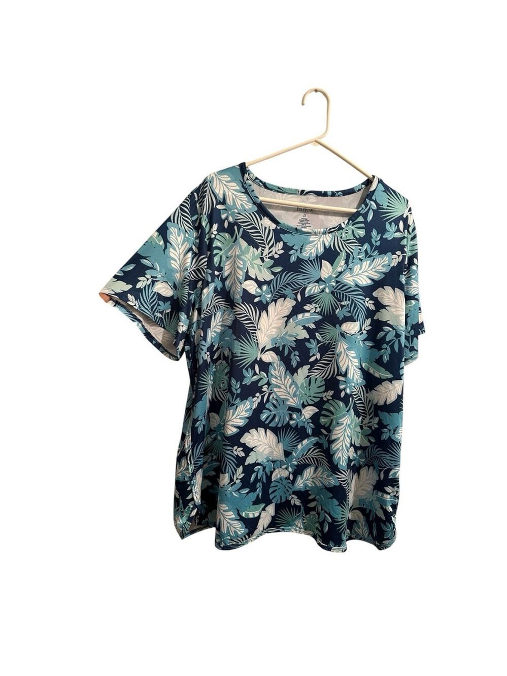 Croft & Barrow Womens 2X Activewear Top Stretch Blouse Blue Short Sleeves NWT
